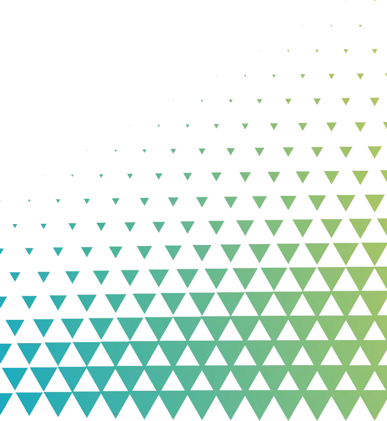 An assortment of green and teal triangle patterns on a white background